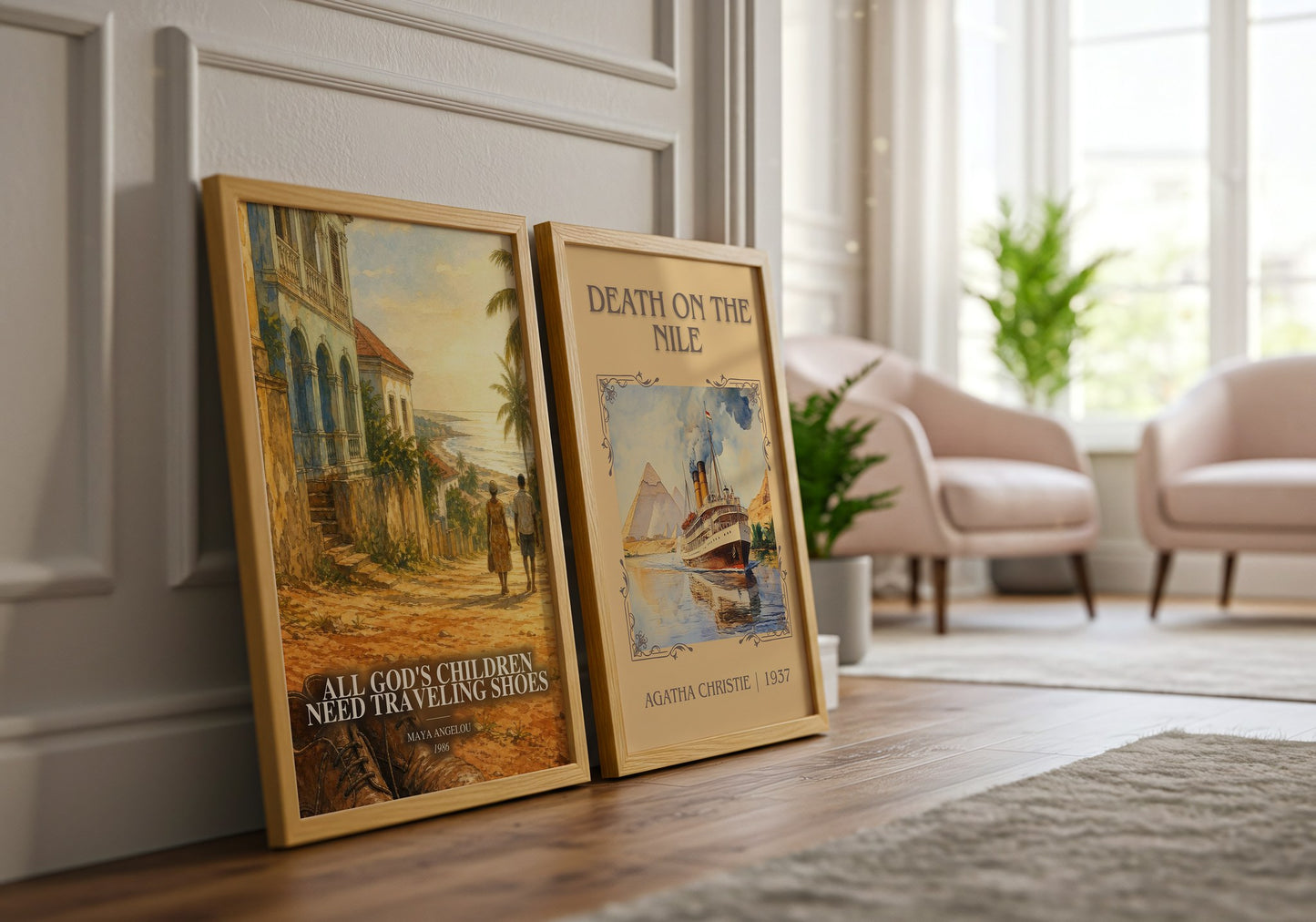 All God'S Children Need Traveling Shoes watercolour print framed by window – literary home decor