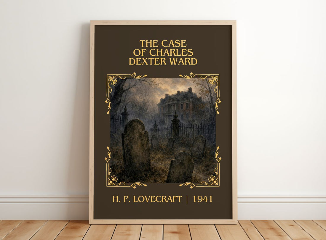 Case Of Charles Dexter Ward Classic Book Art Print by H. P. Lovecraft – framed print leaning on a wooden floor
