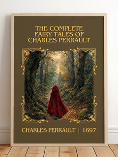 The Complete Fairy Tales of Charles Perrault Classic Book Art Print by Charles Perrault – framed print leaning on a wooden floor