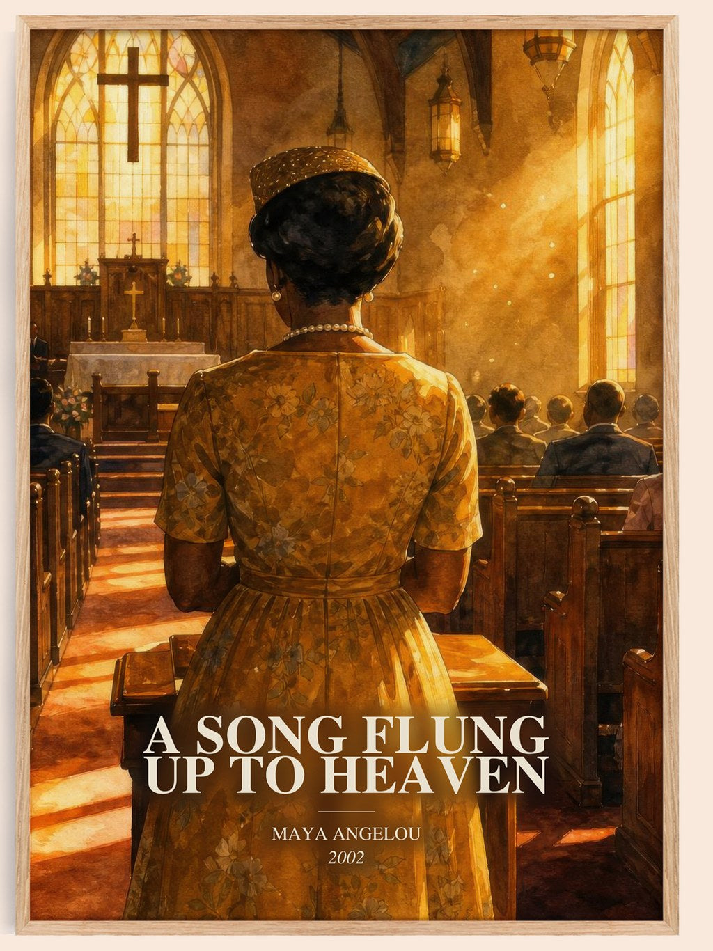 A Song Flung Up To Heaven watercolour book poster by Maya Angelou – framed literary art print