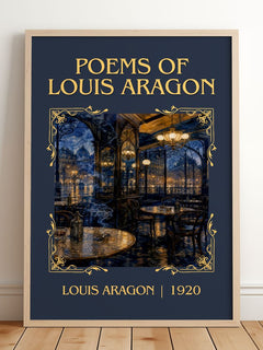 Poems Of Louis Aragon Classic Book Art Print by Louis Aragon – framed print leaning on a wooden floor