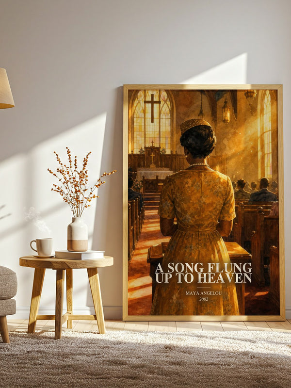 A Song Flung Up To Heaven watercolour print in frame leaning in hallway – memoir wall art