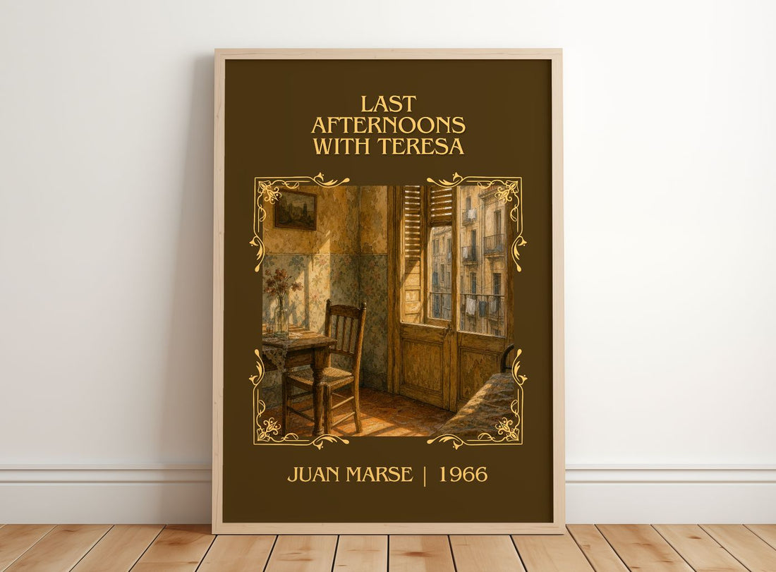 Last Afternoons With Teresa Classic Book Art Print by Juan Marsé – framed print leaning on a wooden floor