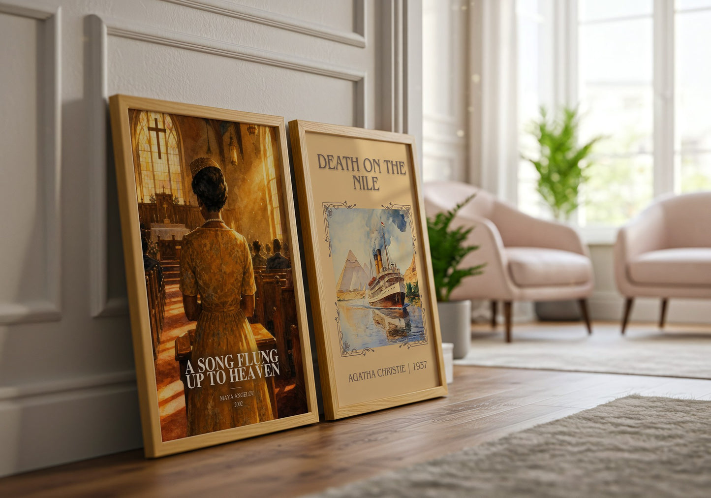 A Song Flung Up To Heaven watercolour print framed by window – literary home decor