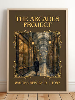 The Arcades Project Classic Book Art Print by Walter Benjamin – framed print leaning on a wooden floor