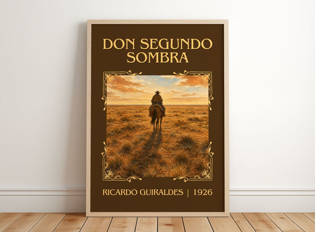 Don Segundo Sombra Classic Book Art Print by Ricardo Güiraldes – framed print leaning on a wooden floor