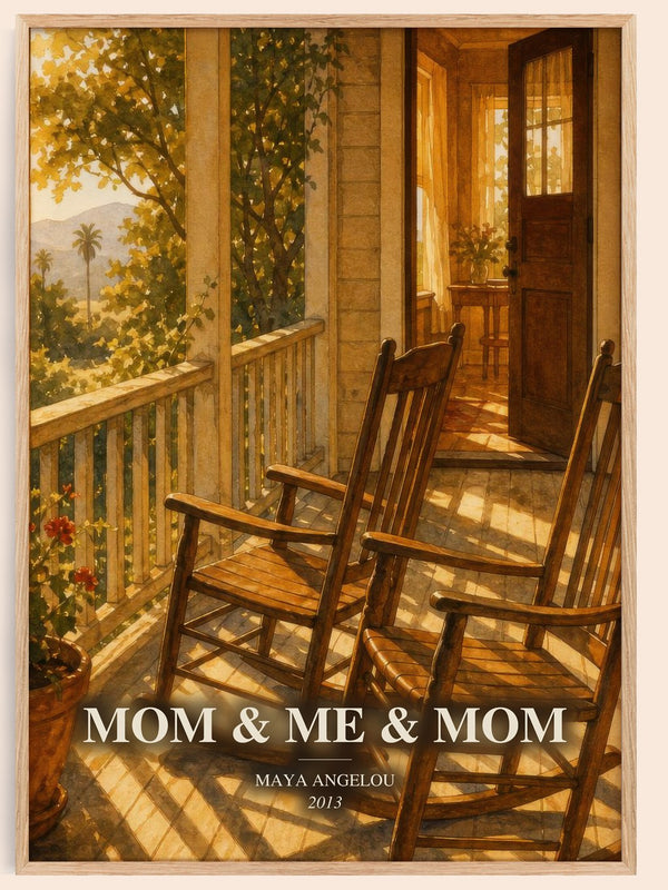 Mom & Me & Mom watercolour book poster by Maya Angelou – framed literary art print
