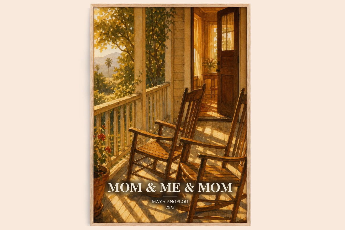 Mom & Me & Mom watercolour book poster by Maya Angelou – framed literary art print