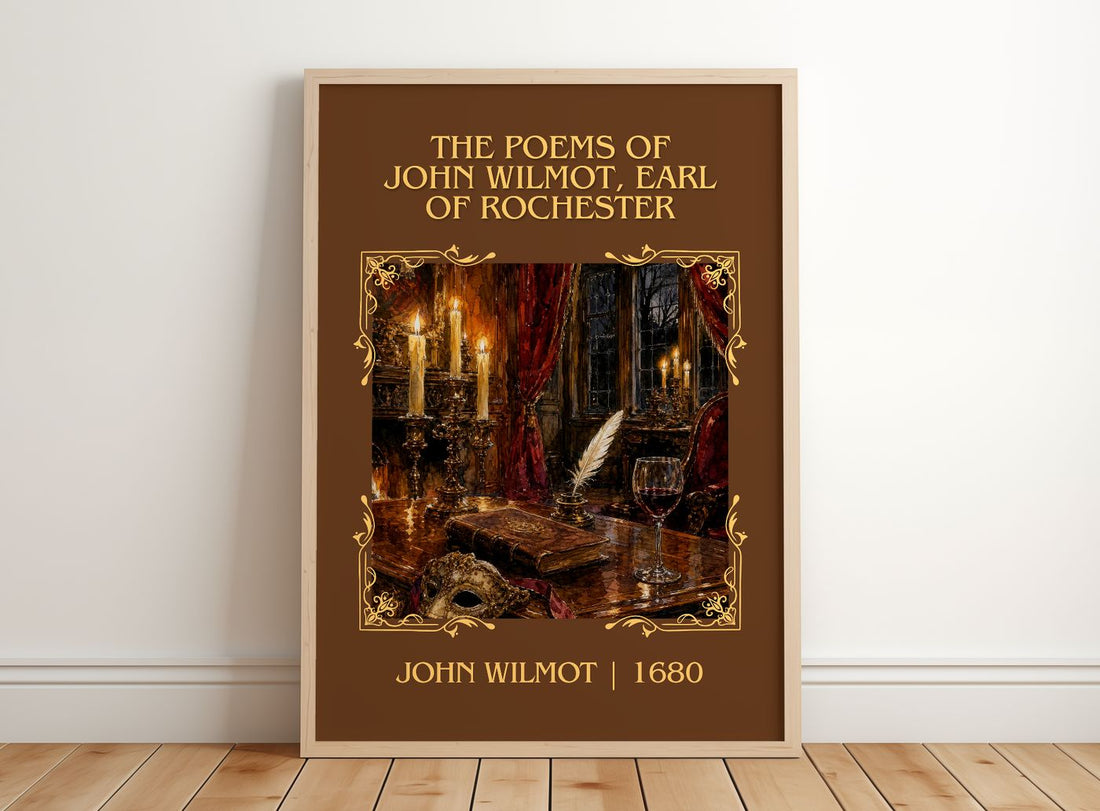 The Poems Of John Wilmot, Earl Of Rochester Classic Book Art Print by John Wilmot – framed print leaning on a wooden floor