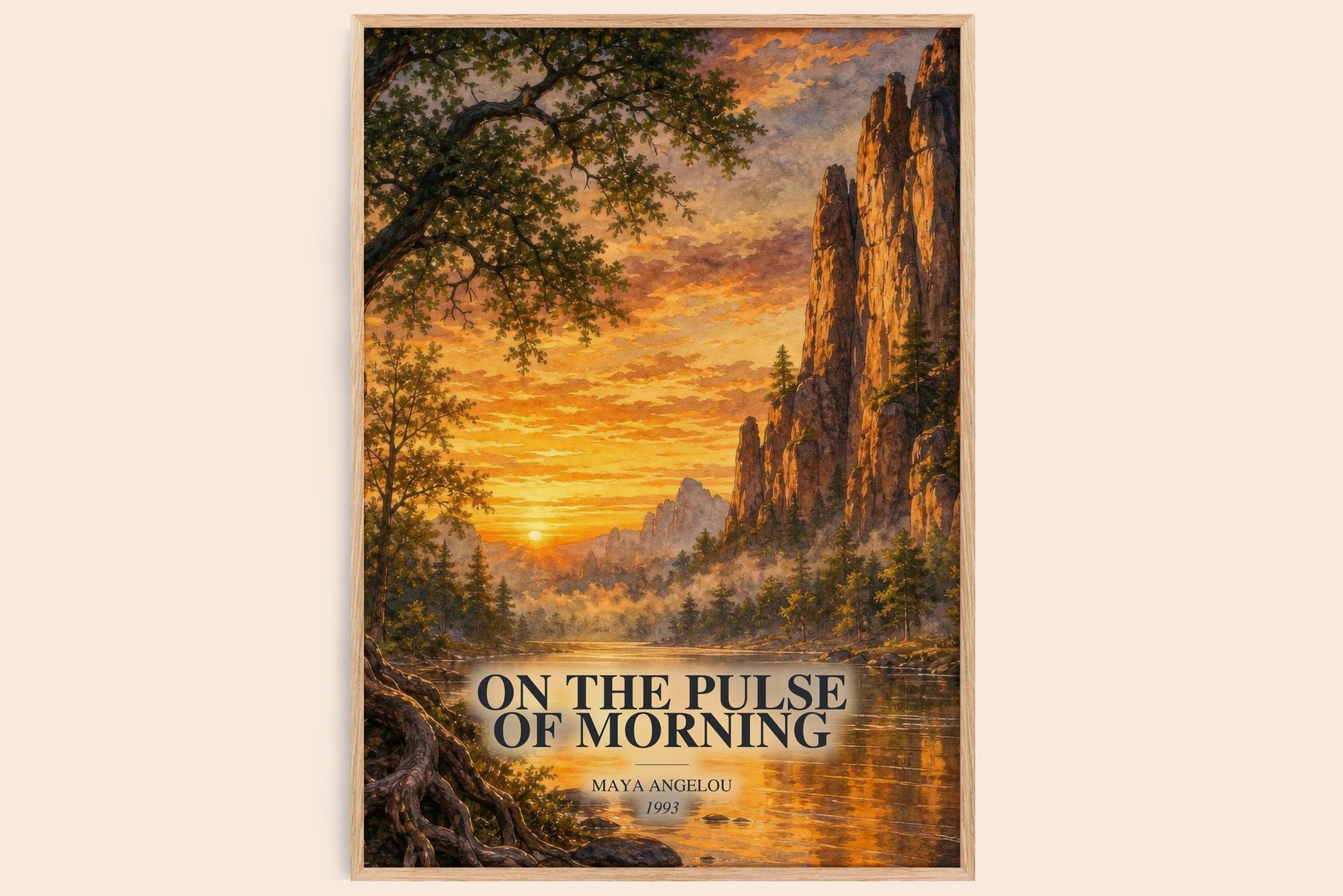 On The Pulse Of Morning watercolour book poster by Maya Angelou – framed literary art print
