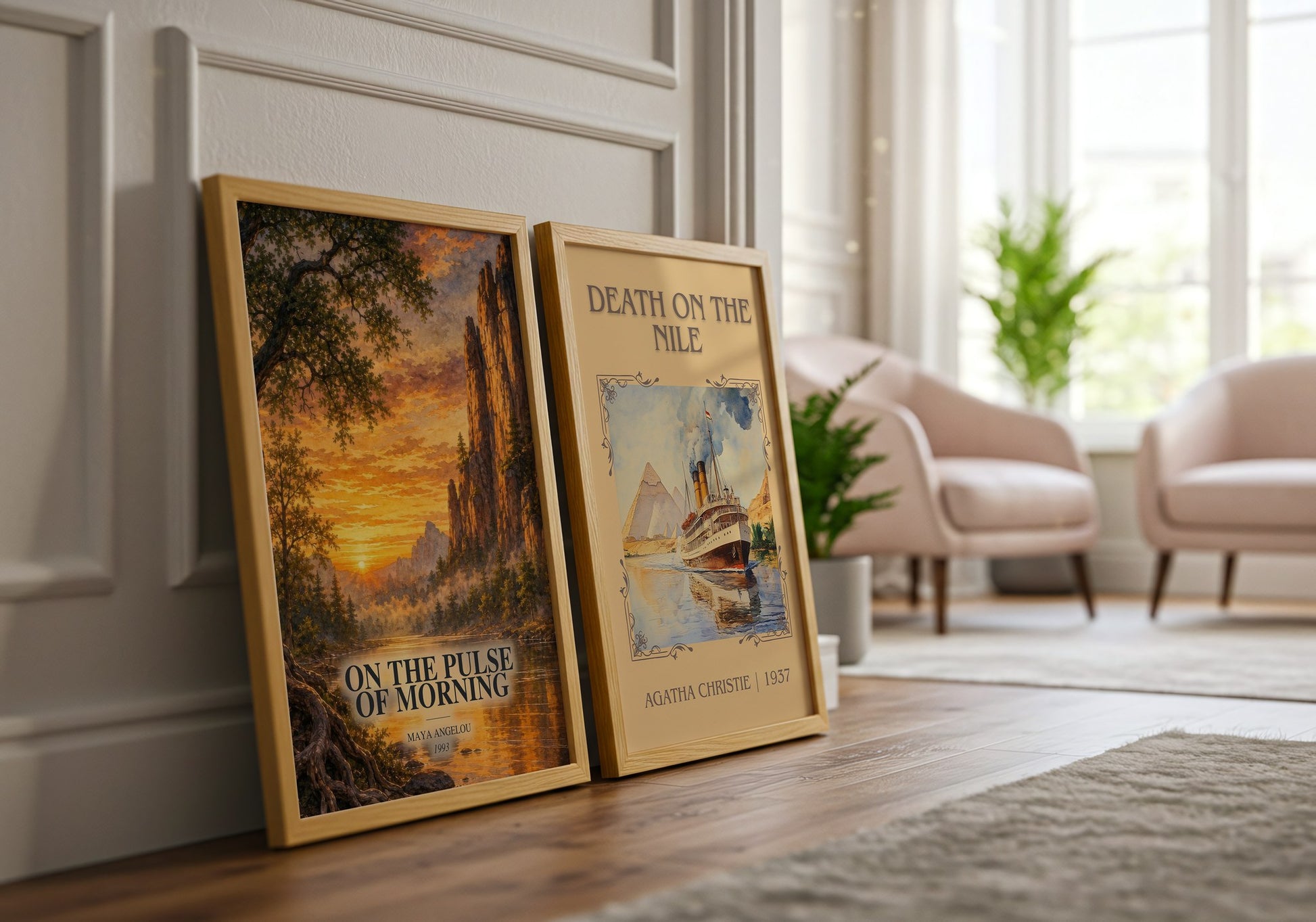 On The Pulse Of Morning watercolour print framed by window – literary home decor
