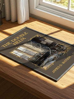 The Double Helix Classic Book Art Print by James D. Watson – print on a sunlit desk
