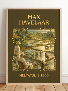Max Havelaar Classic Book Art Print by Multatuli – framed print leaning on a wooden floor