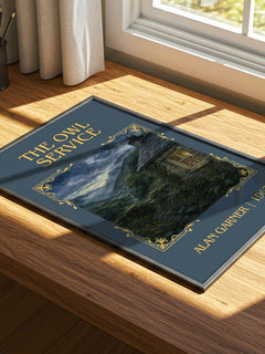 The Owl Service Classic Book Art Print by Alan Garner – print on a sunlit desk