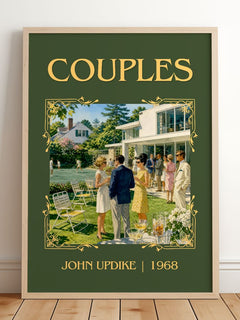 Couples Classic Book Art Print by John Updike – framed print leaning on a wooden floor