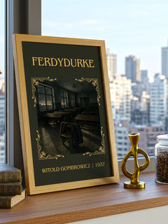 Ferdydurke Classic Book Art Print by Witold Gombrowicz – framed print on a city-view windowsill