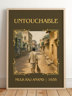 Untouchable Classic Book Art Print by Mulk Raj Anand – framed print leaning on a wooden floor