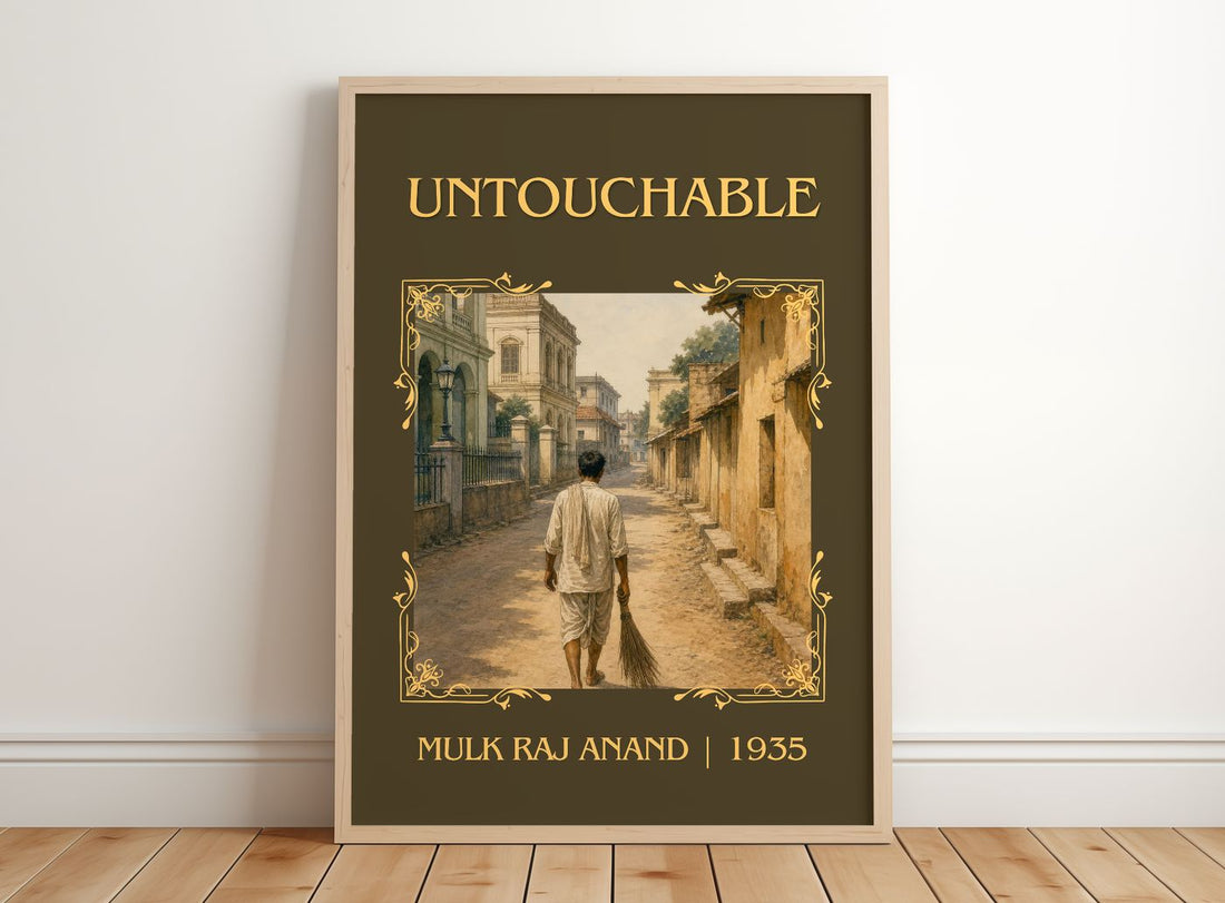 Untouchable Classic Book Art Print by Mulk Raj Anand – framed print leaning on a wooden floor