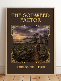 The Sot-Weed Factor Classic Book Art Print by John Barth – framed print leaning on a wooden floor