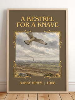A Kestrel for a Knave Classic Book Art Print by Barry Hines – framed print leaning on a wooden floor