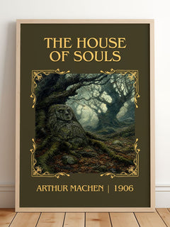 The House Of Souls Classic Book Art Print by Arthur Machen – framed print leaning on a wooden floor