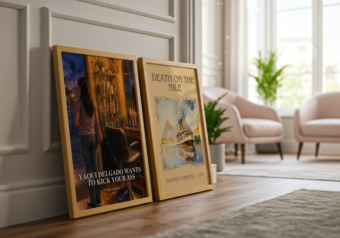 Yaqui Delgado Wants To Kick Your Ass watercolour print framed by window – literary home decor