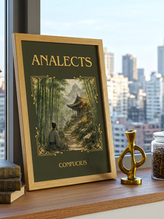 Analects Classic Book Art Print by Confucius – framed print on a city-view windowsill