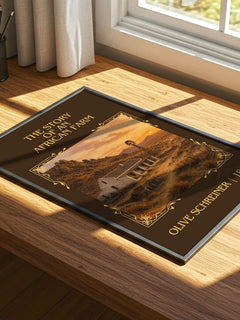 The Story Of An African Farm Classic Book Art Print by Olive Schreiner – print on a sunlit desk