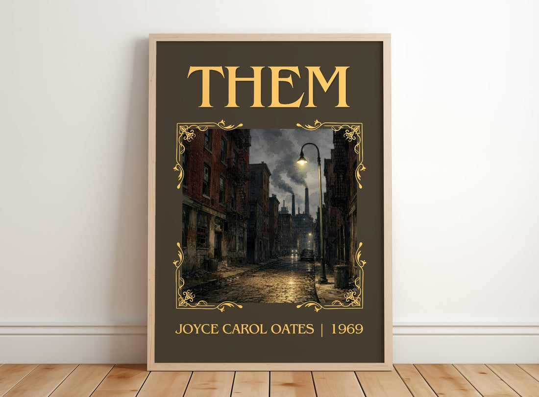 Them Classic Book Art Print by Joyce Carol Oates – framed print leaning on a wooden floor