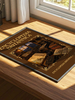 Encyclopedia Britannica Classic Book Art Print by E. Britannica – print on a sunlit desk