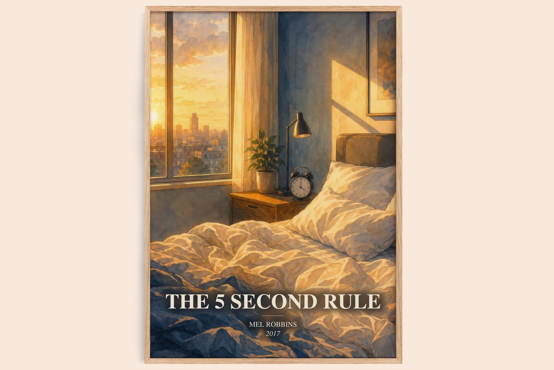 The 5 Second Rule watercolour book poster by Mel Robbins – framed literary art print