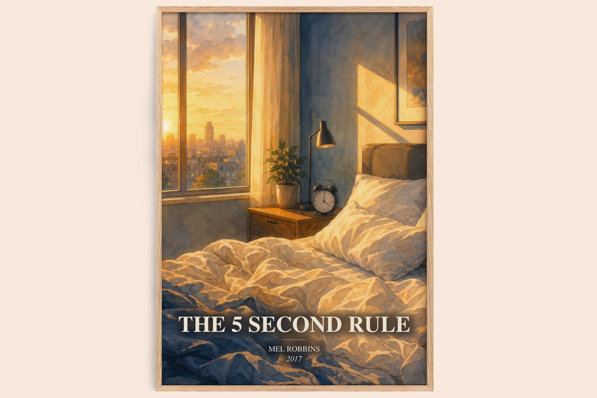 The 5 Second Rule watercolour book poster by Mel Robbins – framed literary art print