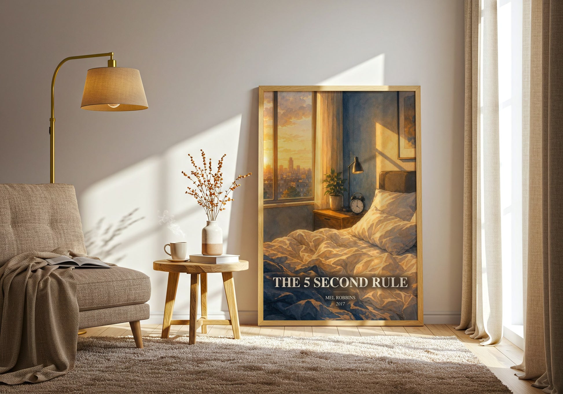 The 5 Second Rule watercolour print in frame leaning in hallway – non fiction wall art