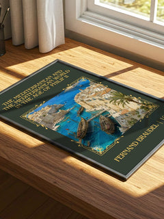 The Mediterranean And The Mediterranean World In The Age Of Philip Ii Classic Book Art Print by Fernand Braudel – print on a sunlit desk