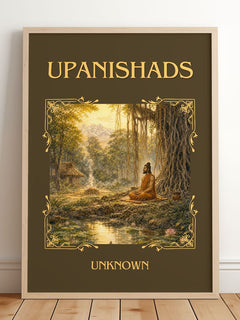 Upanishads Classic Book Art Print by Unknown – framed print leaning on a wooden floor