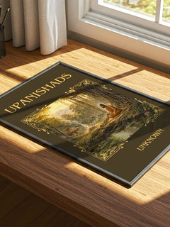 Upanishads Classic Book Art Print by Unknown – print on a sunlit desk