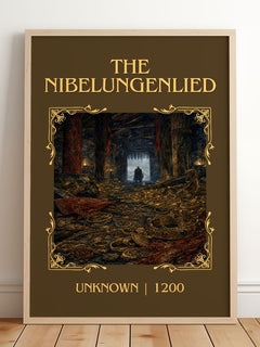 The Nibelungenlied Classic Book Art Print by Unknown – framed print leaning on a wooden floor