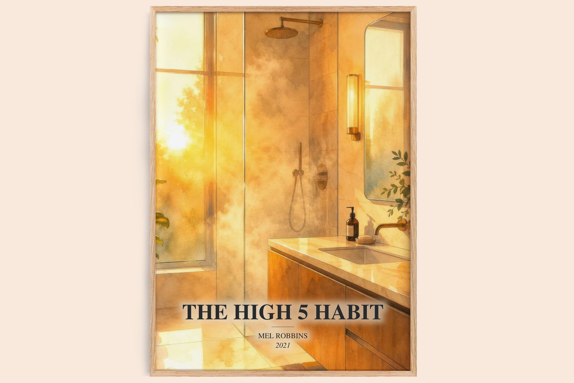 The High 5 Habit watercolour book poster by Mel Robbins – framed literary art print