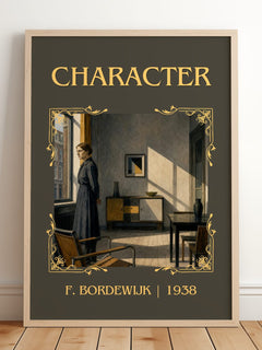 Character Classic Book Art Print by F. Bordewijk – framed print leaning on a wooden floor