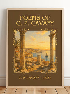 Poems Of C. P. Cavafy Classic Book Art Print by C. P. Cavafy – framed print leaning on a wooden floor