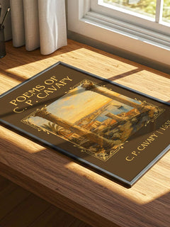Poems Of C. P. Cavafy Classic Book Art Print by C. P. Cavafy – print on a sunlit desk