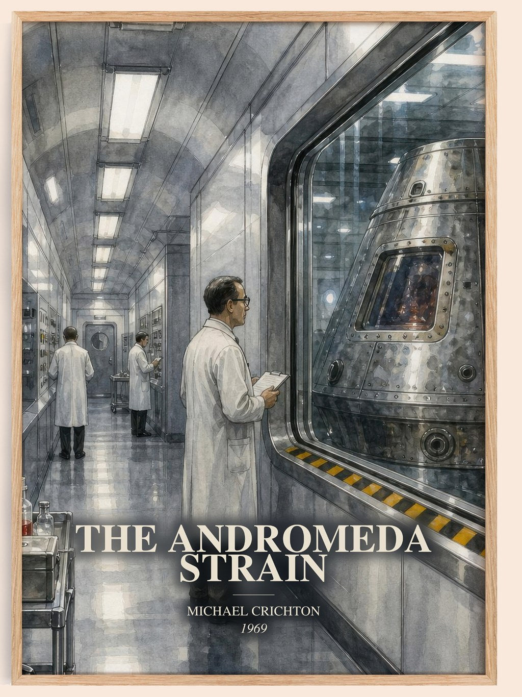The Andromeda Strain watercolour book poster by Michael Crichton – framed literary art print