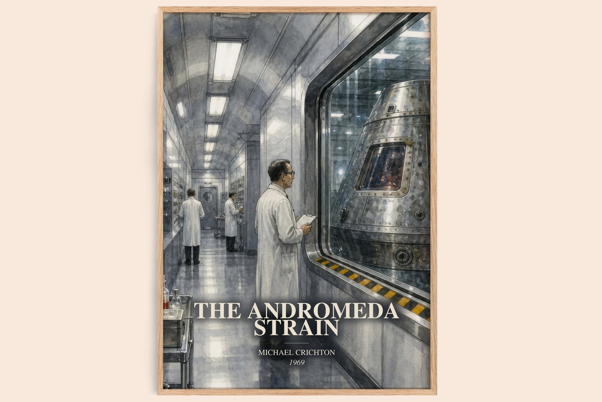 The Andromeda Strain watercolour book poster by Michael Crichton – framed literary art print