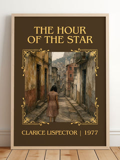 The Hour of the Star Classic Book Art Print by Clarice Lispector – framed print leaning on a wooden floor