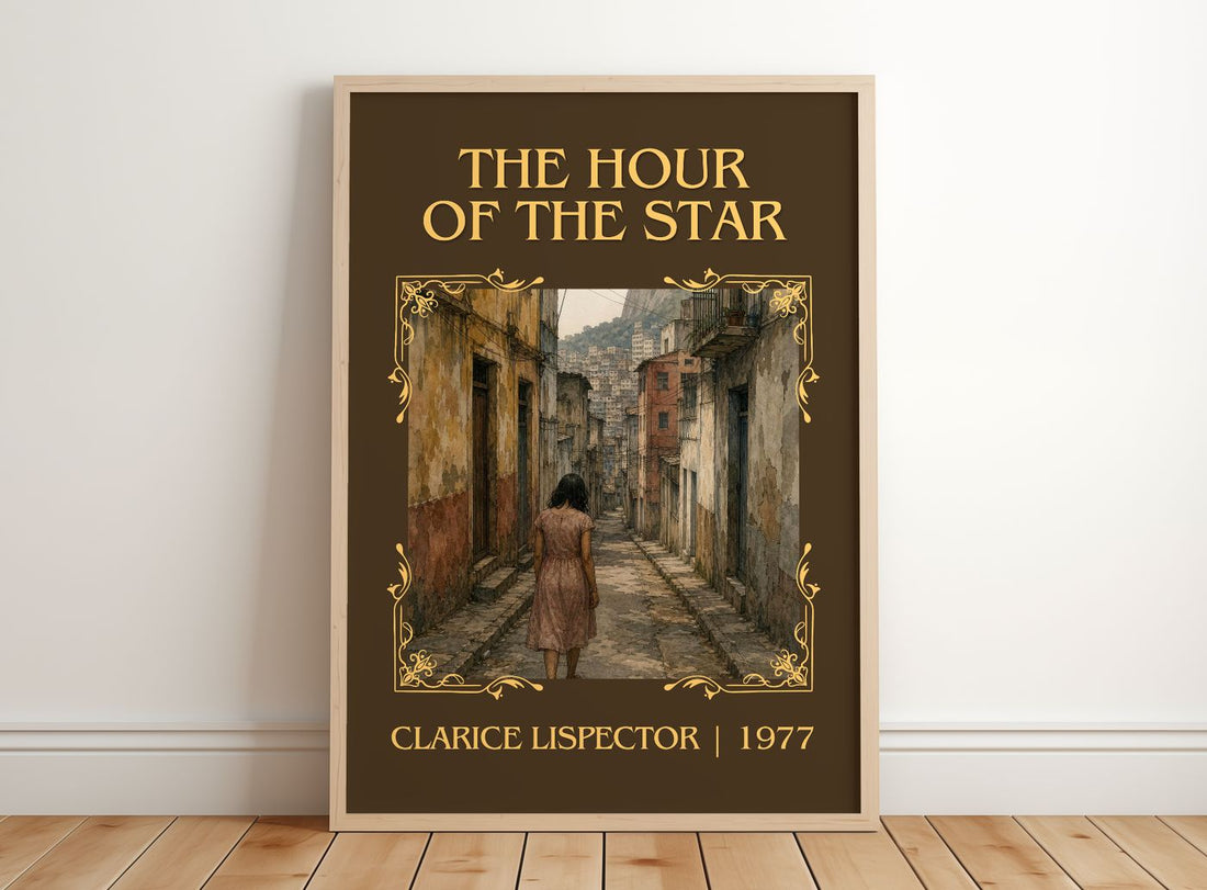 The Hour of the Star Classic Book Art Print by Clarice Lispector – framed print leaning on a wooden floor