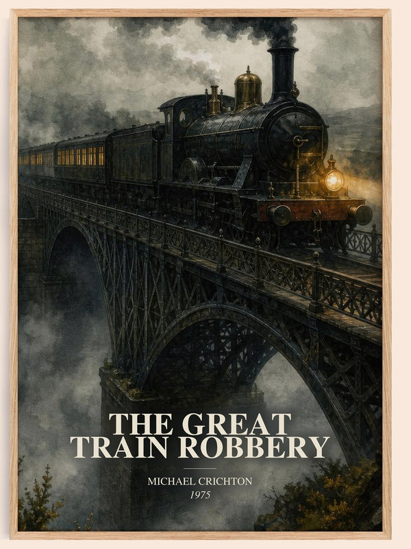 The Great Train Robbery watercolour book poster by Michael Crichton – framed literary art print