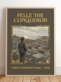 Pelle The Conqueror Classic Book Art Print by Martin Andersen Nexø – framed print leaning on a wooden floor