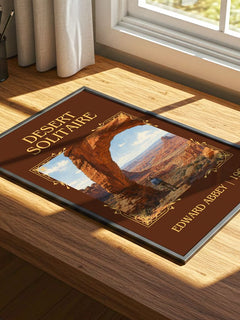 Desert Solitaire Classic Book Art Print by Edward Abbey – print on a sunlit desk