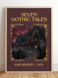 Seven Gothic Tales Classic Book Art Print by Isak Dinesen – framed print leaning on a wooden floor