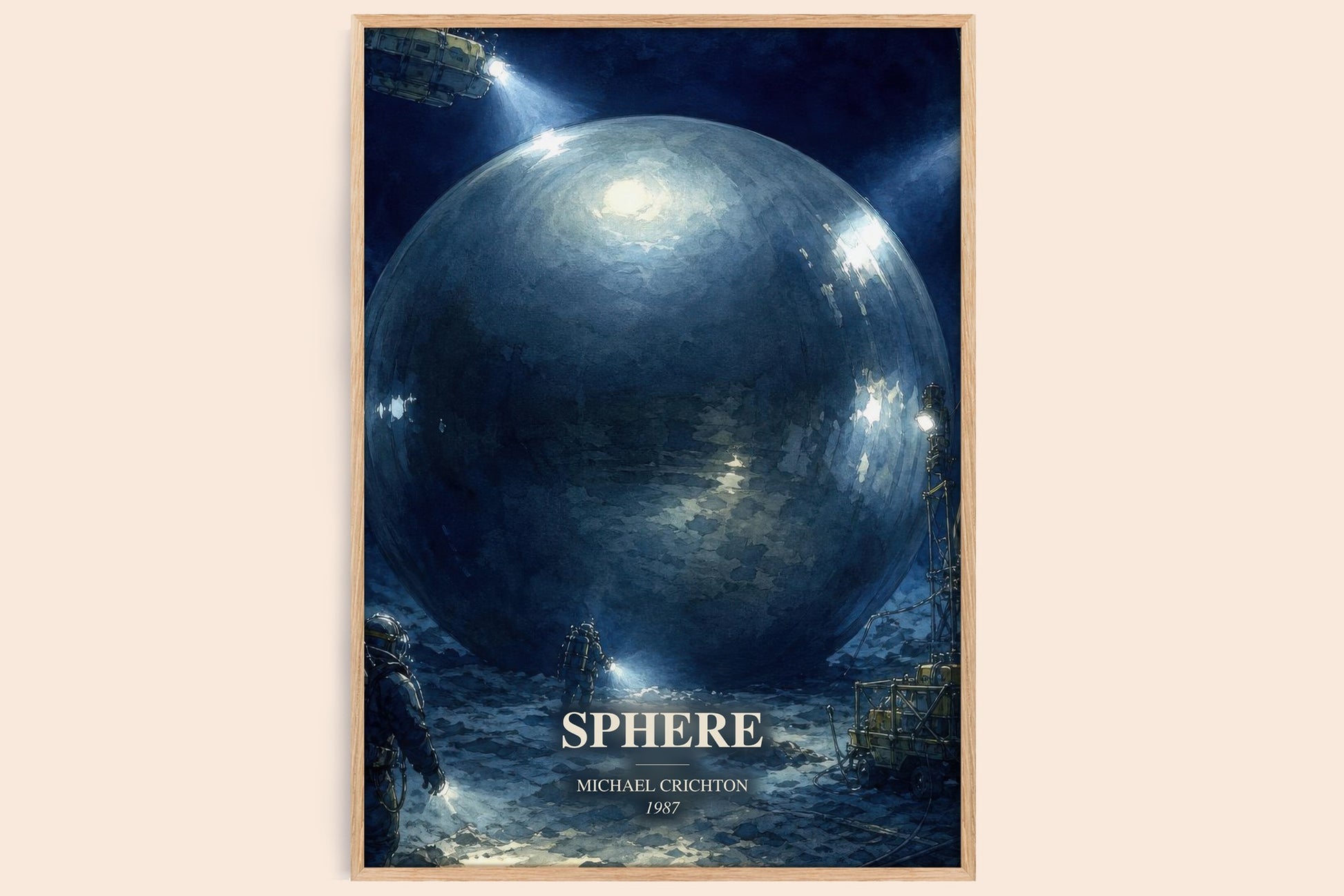 Sphere watercolour book poster by Michael Crichton – framed literary art print